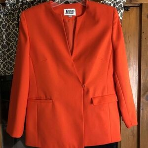 Morgan Miller Orange Single Button Notched Lapel Blazer Womens Size 12